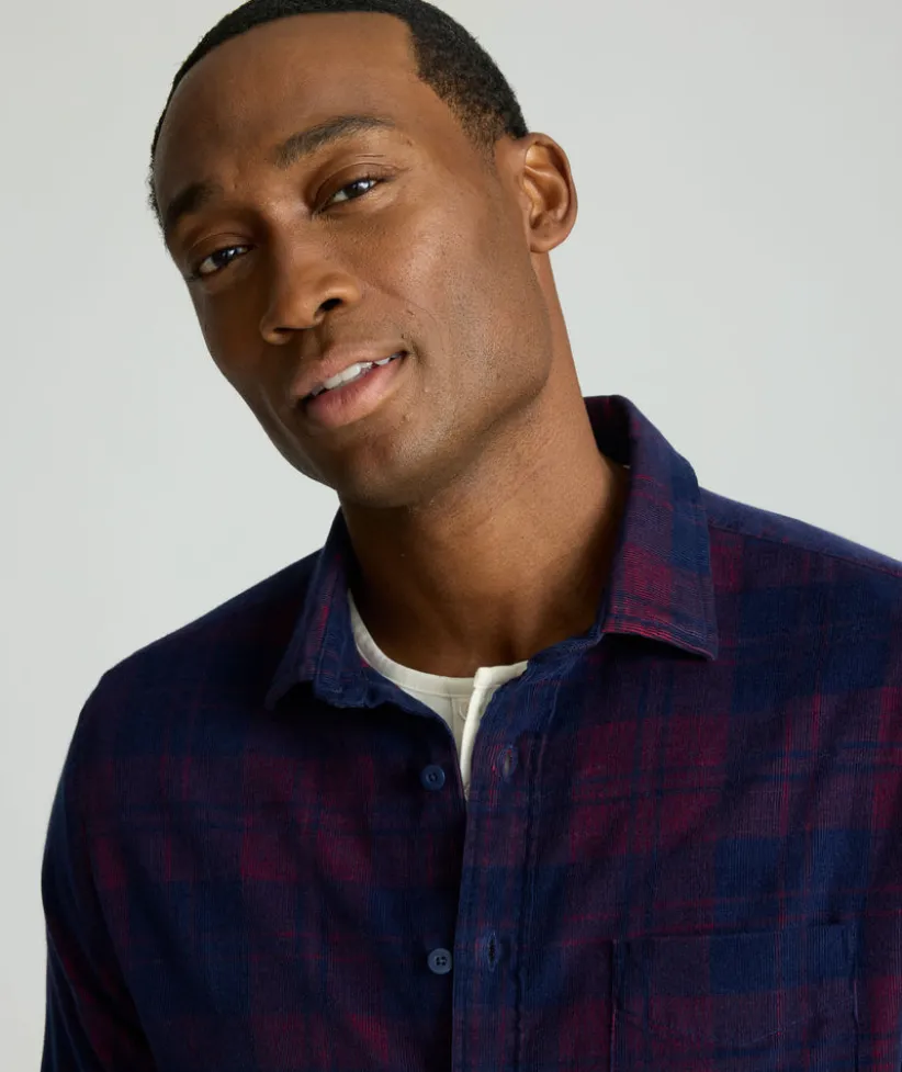 corduroy-shirt-PutOxsbt-0.webp Button-Down Shirts>UNTUCKit Corduroy Shirt Blue & Purple Plaid
