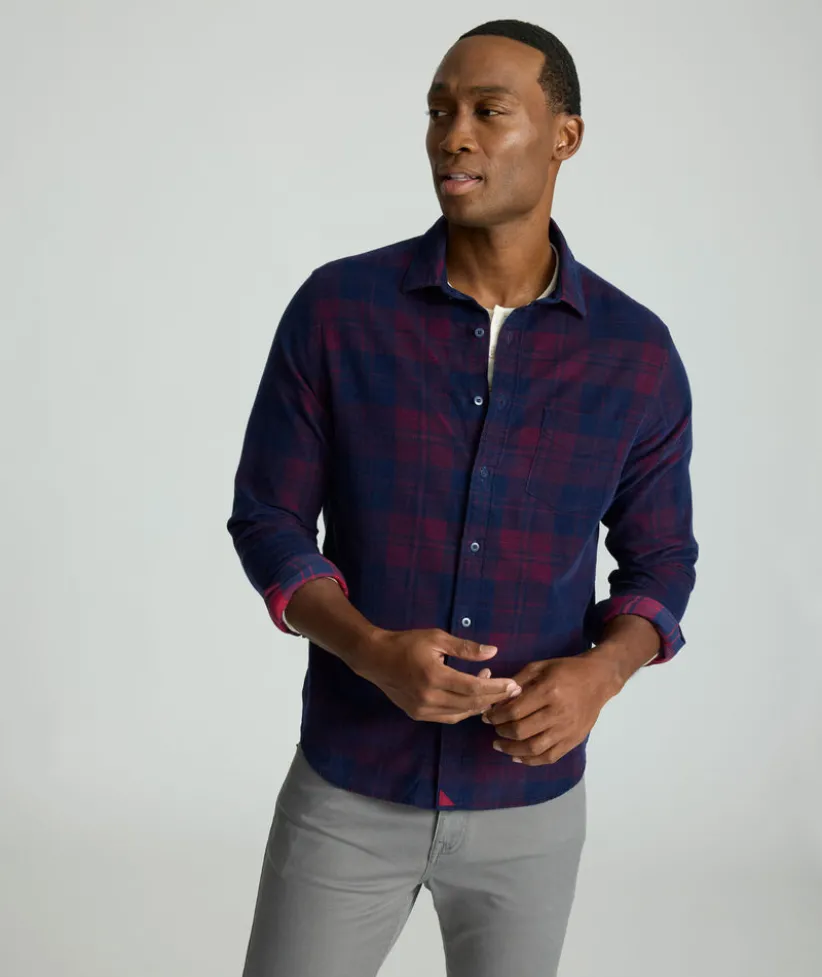 corduroy-shirt-PutOxsbt-3.webp Button-Down Shirts>UNTUCKit Corduroy Shirt Blue & Purple Plaid