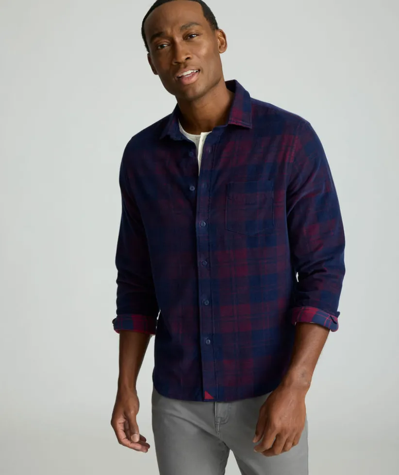 corduroy-shirt-PutOxsbt-4.webp Button-Down Shirts>UNTUCKit Corduroy Shirt Blue & Purple Plaid