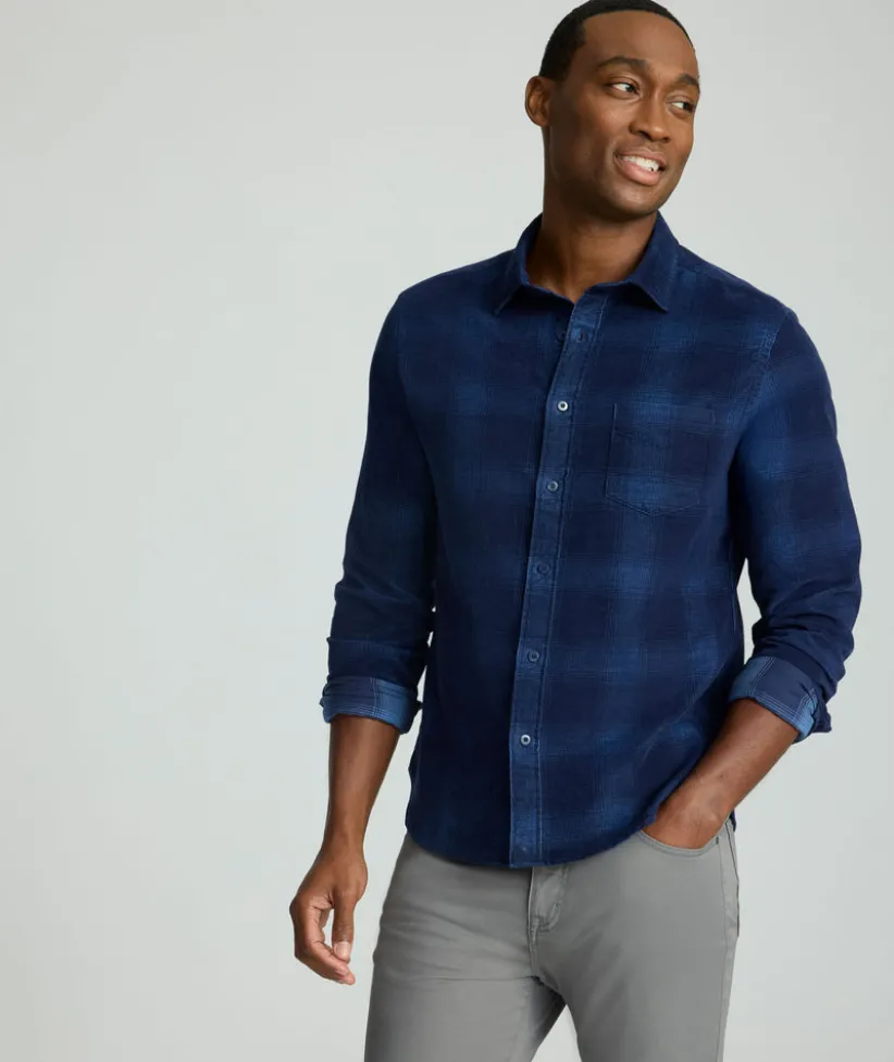 corduroy-shirt-iZutBNVC-0.webp Button-Down Shirts>UNTUCKit Corduroy Shirt Navy Plaid