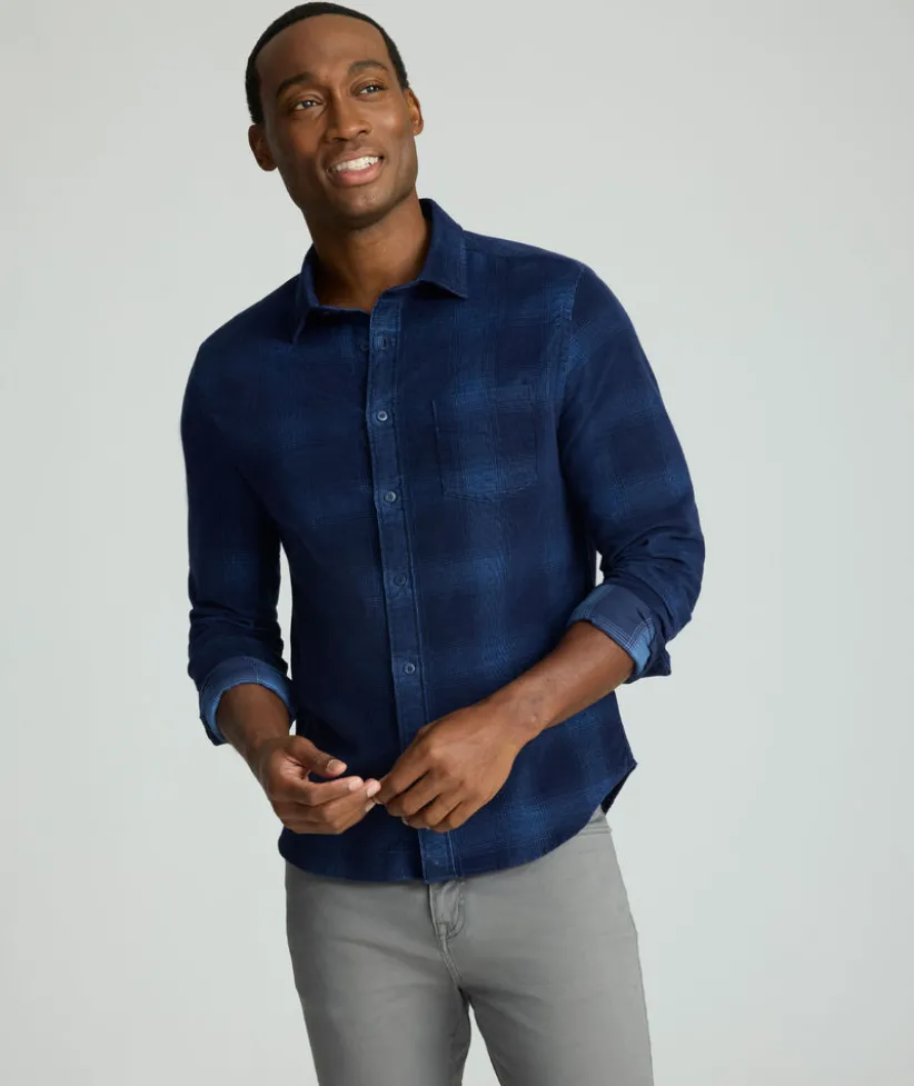 corduroy-shirt-iZutBNVC-3.webp Button-Down Shirts>UNTUCKit Corduroy Shirt Navy Plaid