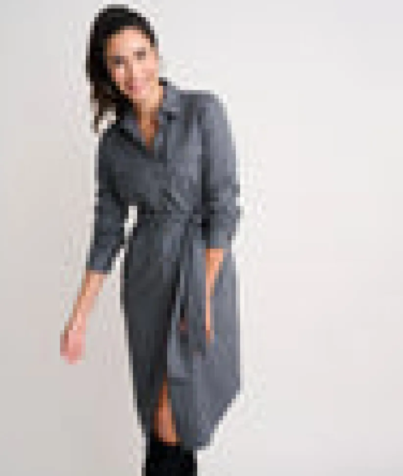 cotton-midi-colby-shirt-dress-WqoakmYY-4.webp Shirts|Dresses>UNTUCKit Cotton Midi Colby Shirt Dress Solid Charcoal Gray