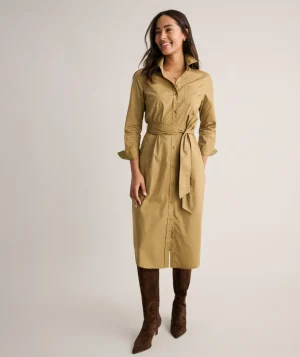 Shirts|Dresses>UNTUCKit Cotton Stretch Midi Bailey Shirt Dress Tan