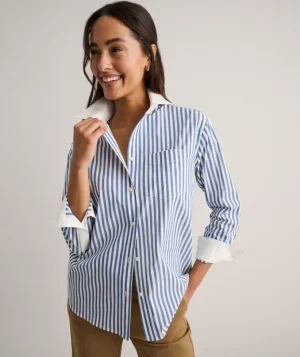 Shirts|Dresses>UNTUCKit Cotton Stripe Relaxed Melanie Shirt Blue & White Stripe