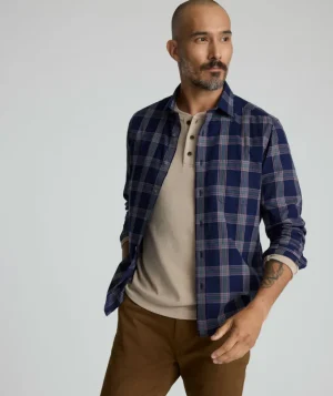 Button-Down Shirts>UNTUCKit Flannel Gahard Shirt Navy Plaid