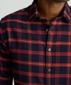 Button-Down Shirts>UNTUCKit Flannel Perkins Shirt Navy & Red Windowpane Check