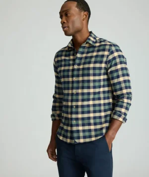 Button-Down Shirts>UNTUCKit Flannel Plenville Shirt Green Check