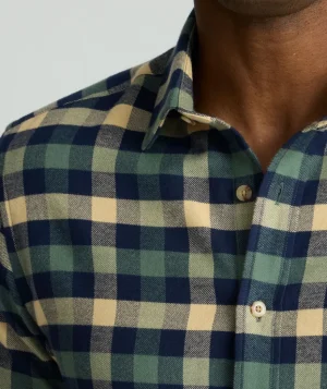 Button-Down Shirts>UNTUCKit Flannel Plenville Shirt Green Check