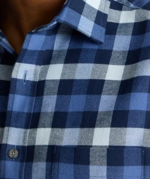 Button-Down Shirts>UNTUCKit Flannel Plenville Shirt Navy Check