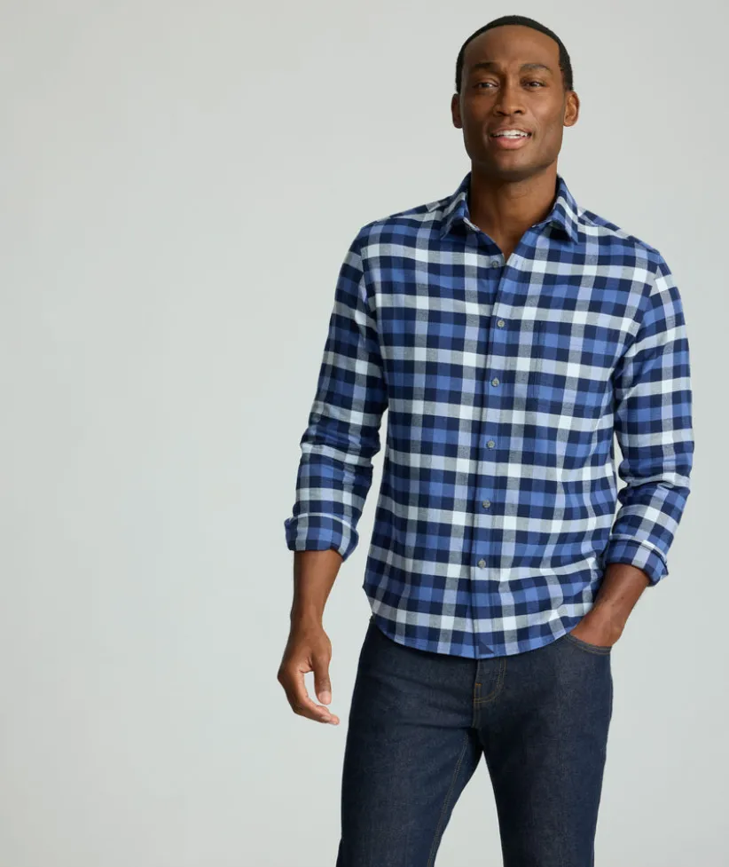 flannel-plenville-shirt-vFbQedyM-3.webp Button-Down Shirts>UNTUCKit Flannel Plenville Shirt Navy Check