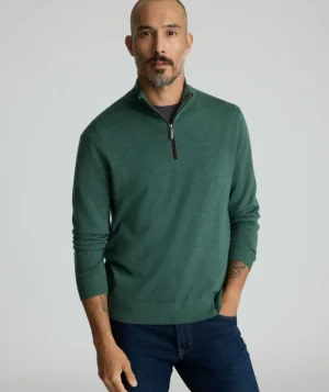 Sweaters>UNTUCKit Merino Wool Quarter-Zip Sweater - FINAL SALE Dark Green