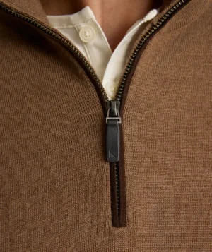 Sweaters>UNTUCKit Merino Wool Quarter-Zip Sweater Caramel