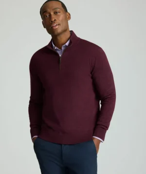 Sweaters>UNTUCKit Merino Wool Quarter-Zip Sweater Maroon
