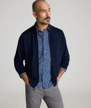 Sweaters>UNTUCKit NATIVA™ Wool Full-Zip Sweater Navy