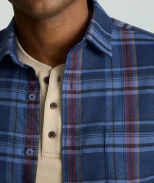 Button-Down Shirts>UNTUCKit Performance Flannel Blanchard Shirt Blue Plaid