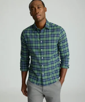 Button-Down Shirts>UNTUCKit Performance Flannel Brightlake Shirt - FINAL SALE Green Check