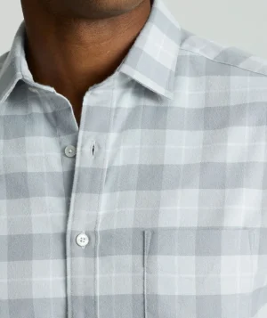 Button-Down Shirts>UNTUCKit Performance Flannel Brightlake Shirt Gray Check