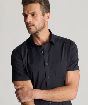 Button-Down Shirts>UNTUCKit Performance Short-Sleeve Gironde Shirt Black