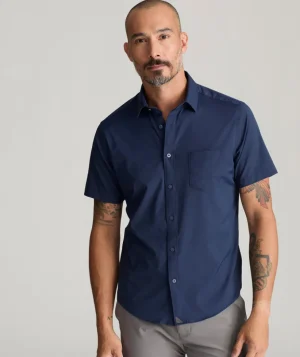 Button-Down Shirts>UNTUCKit Performance Short-Sleeve Gironde Shirt Navy
