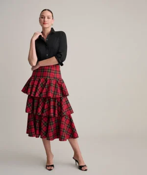 Shirts|Dresses>UNTUCKit Plaid Gretel Skirt Red Tartan Plaid