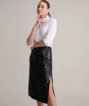 Shirts|Dresses>UNTUCKit Sequinned Celine Skirt Black Sequin