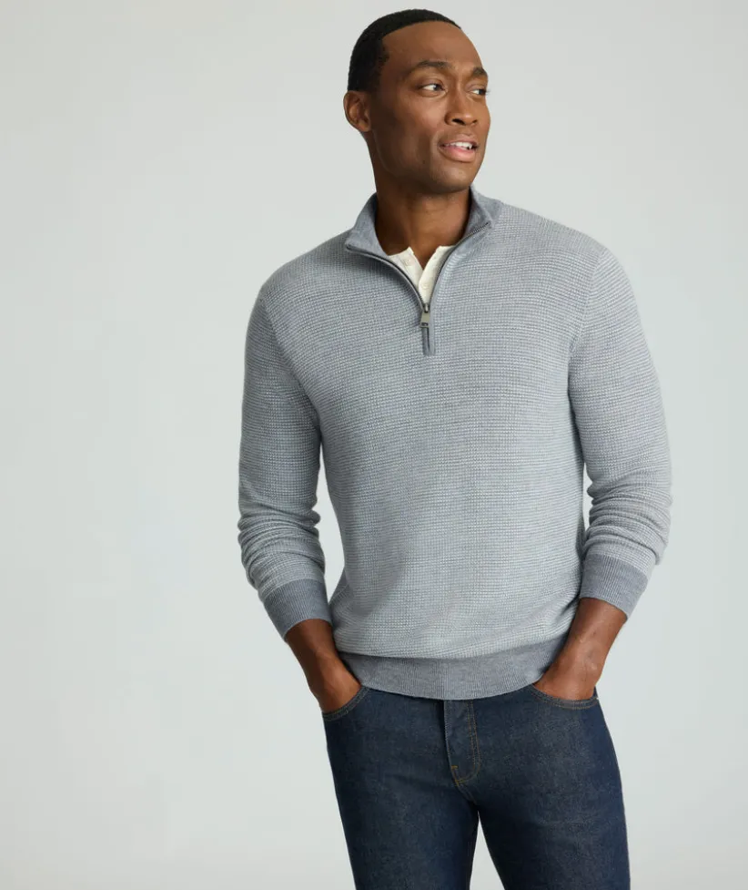 textured-merino-wool-quarter-z-CbNnhvey-0.webp Sweaters>UNTUCKit Textured Merino Wool Quarter-Zip Sweater Light Gray