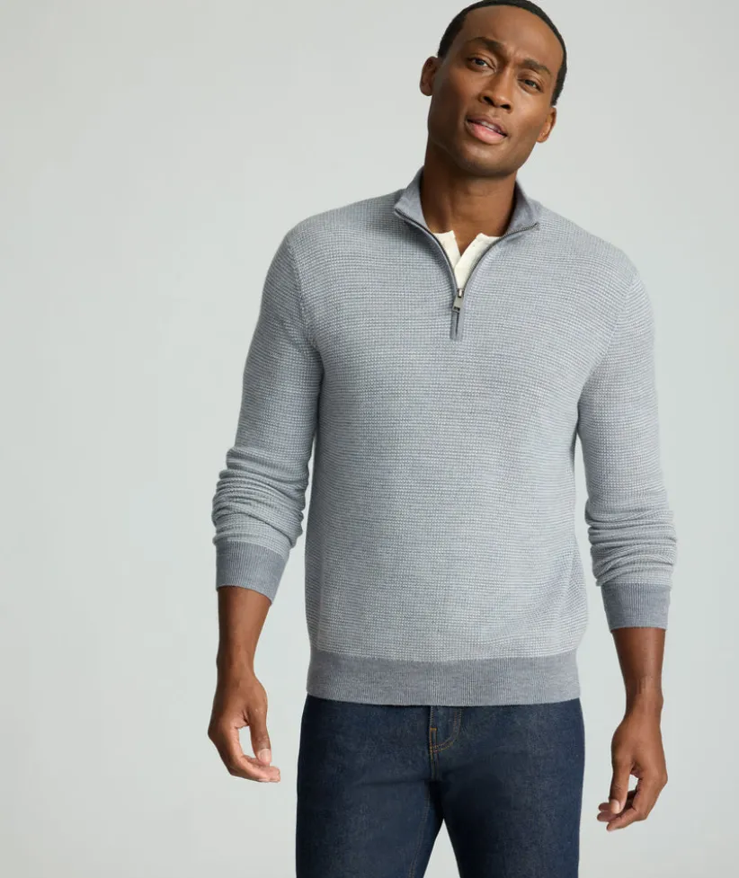 textured-merino-wool-quarter-z-CbNnhvey-2.webp Sweaters>UNTUCKit Textured Merino Wool Quarter-Zip Sweater Light Gray
