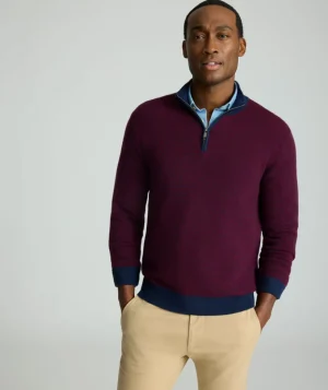 Sweaters>UNTUCKit Textured Merino Wool Quarter-Zip Sweater Berry