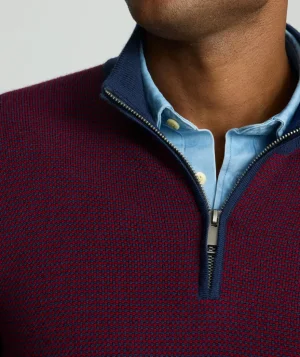 Sweaters>UNTUCKit Textured Merino Wool Quarter-Zip Sweater Berry