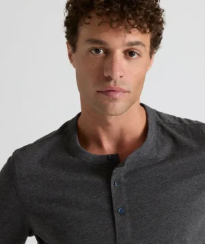 Tees & Henleys>UNTUCKit Ultrasoft Short-Sleeve Henley Charcoal