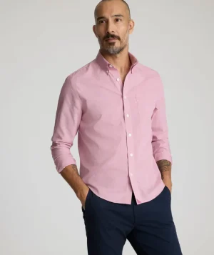 Button-Down Shirts>UNTUCKit Wrinkle-Free Cadetto Shirt Rose Wine Microgingham