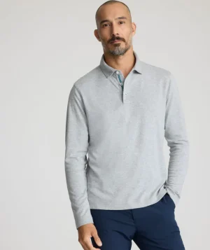 Polos>UNTUCKit Wrinkle-Free Damaschino Long-Sleeve Polo Heather Gray
