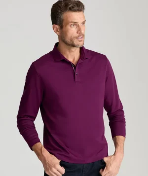 Polos>UNTUCKit Wrinkle-Free Damaschino Long-Sleeve Polo - FINAL SALE Purple