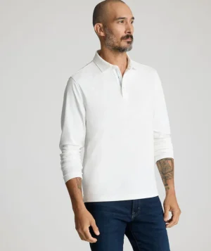 Polos>UNTUCKit Wrinkle-Free Damaschino Long-Sleeve Polo White