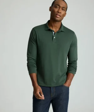 Polos>UNTUCKit Wrinkle-Free Damaschino Long-Sleeve Polo - FINAL SALE Forest Green