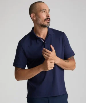 Polos>UNTUCKit Wrinkle-Free Damaschino Polo Navy