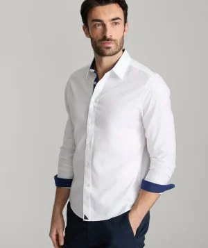 Button-Down Shirts>UNTUCKit Wrinkle-Free Las Cases Special Shirt White with Contrast Cuff