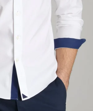 Button-Down Shirts>UNTUCKit Wrinkle-Free Las Cases Special Shirt White with Contrast Cuff
