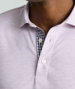 Polos>UNTUCKit Wrinkle-Free Long-Sleeve Polo Heather Light Purple with Contrast Placket