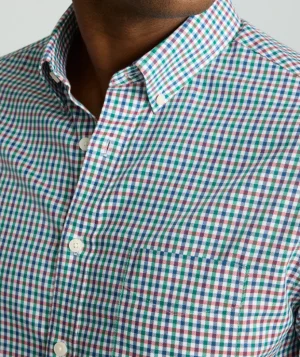 Button-Down Shirts>UNTUCKit Wrinkle-Free Pomerose Shirt Red & Green Plaid