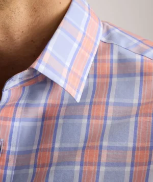 Button-Down Shirts>UNTUCKit Wrinkle-Free Ravenswood Shirt - FINAL SALE Blue & Orange Plaid