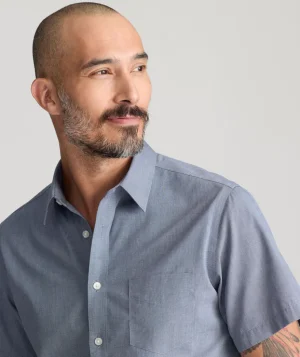 Button-Down Shirts>UNTUCKit Wrinkle-Free Short-Sleeve Petrus Shirt Navy